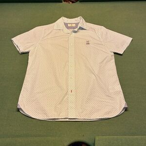 Psycho Bunny Light Blue Patterned Casual Shirt green blueish medium
